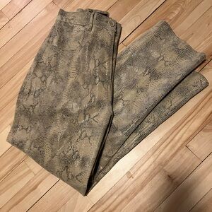 Vintage Snake Print Genuine Leather High-Rise Pants